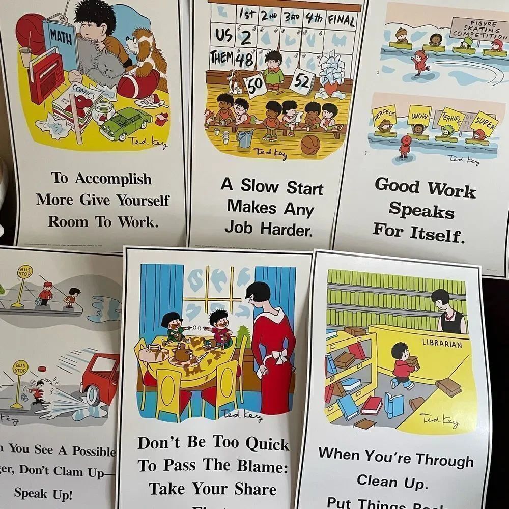 Positive Attitude 1980’s Posters Encourage Do The Right Things set of 6